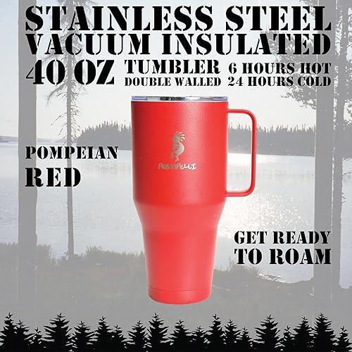 Miniatura 2 de Aquapelli Vaso aislado al vacío con asa, 40 onzas, rojo pompeyano