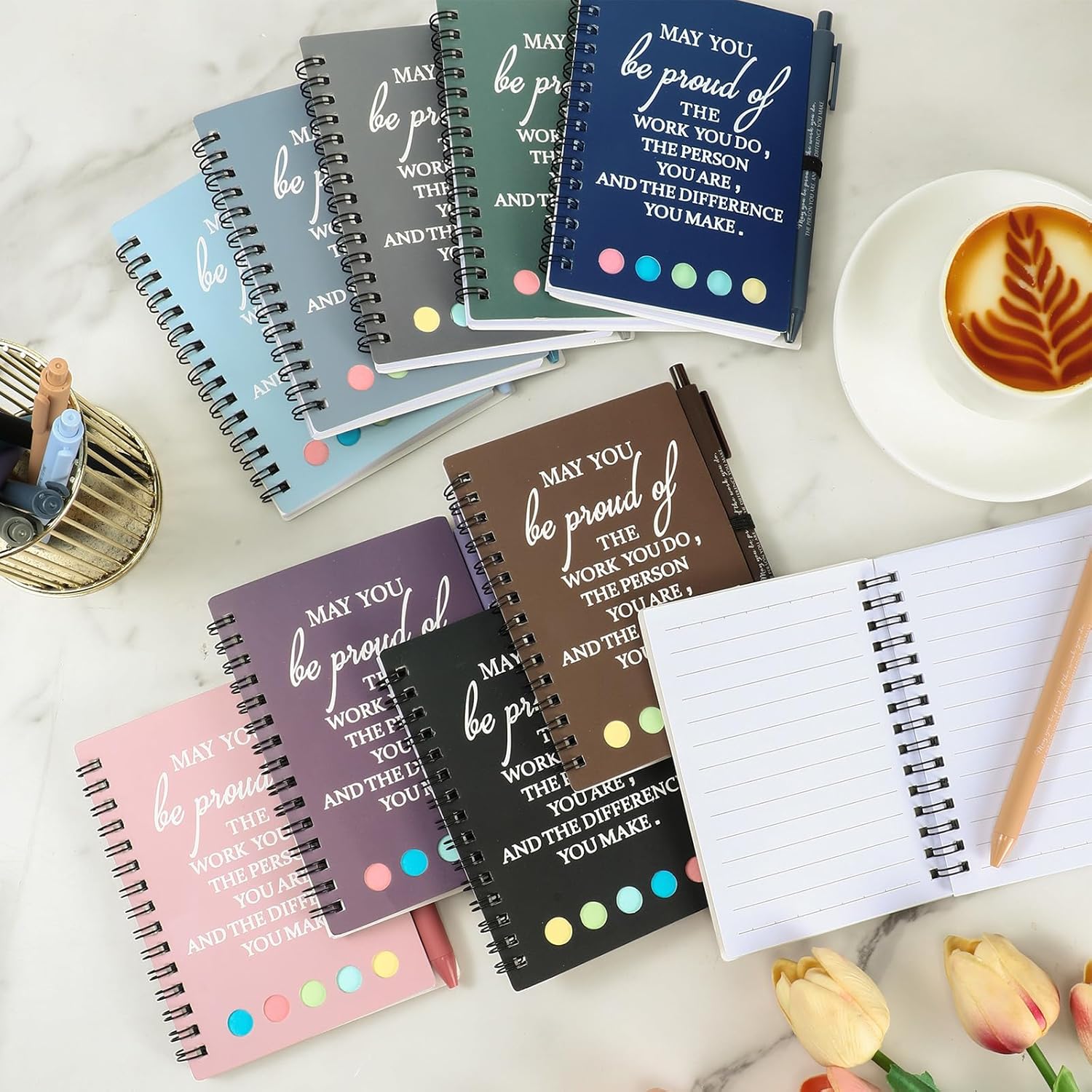 30 Sets Employee Appreciation Gifts Bulk, May You Be Proud of The Work Notebook with Sticky Notes and Ballpoint Pens, Thank You Gifts for Teachers Nurses Staff Coworkers Office Team(Vivid Color) - Image 4