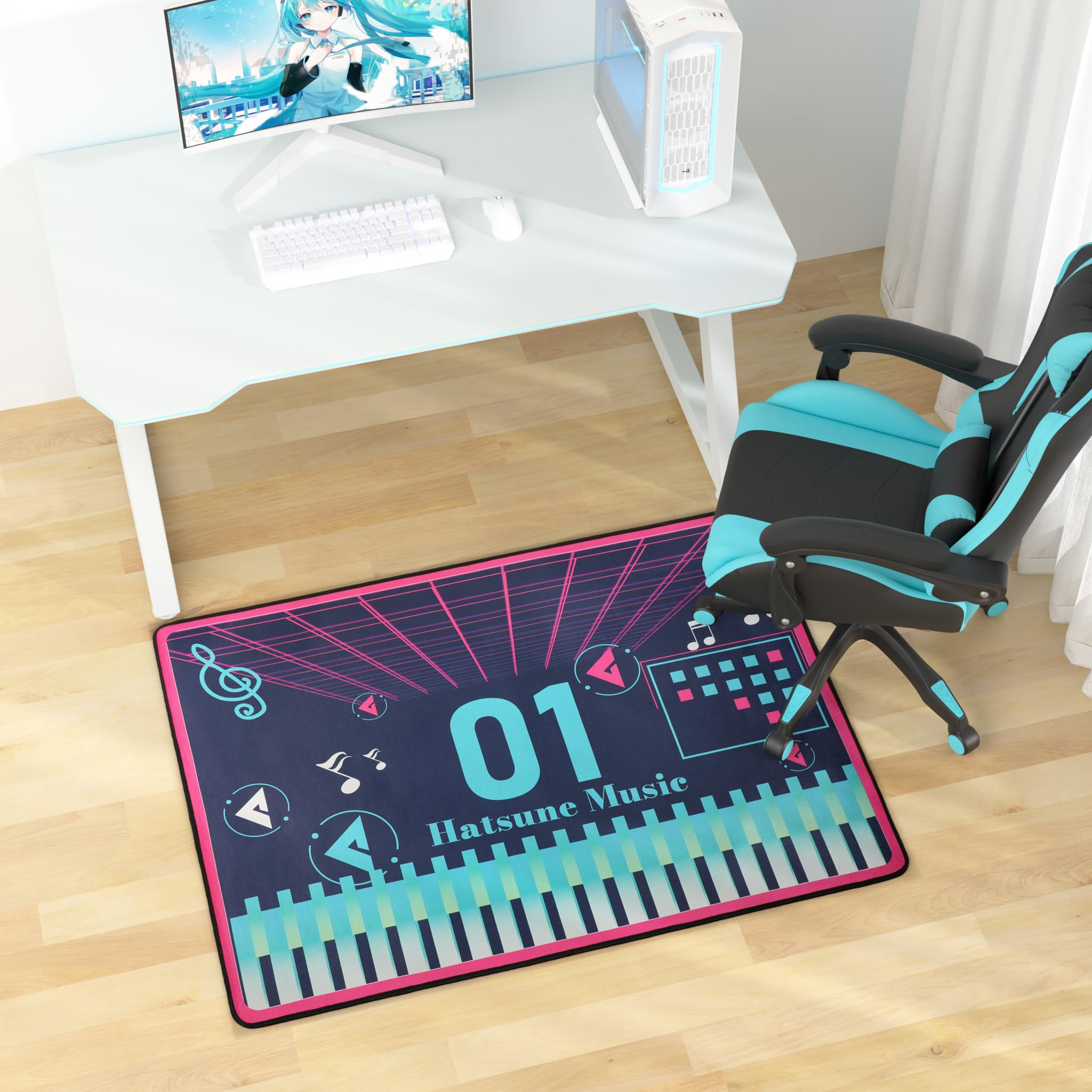 × Floor Chair Mat for Hatsune Miku - 01" Anime Themed Floor Protector Rug 35"×47"