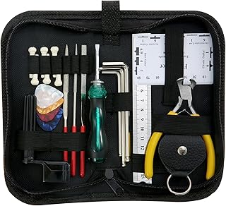 IUPPA GuitarMaintenance ing Tool Kit Includes String Action Ruler & Gauge Measuring Tool & Hex Wrench Set & Files & String Winder & String Cutter & Bridge Pins & Picks & Picks Bag for