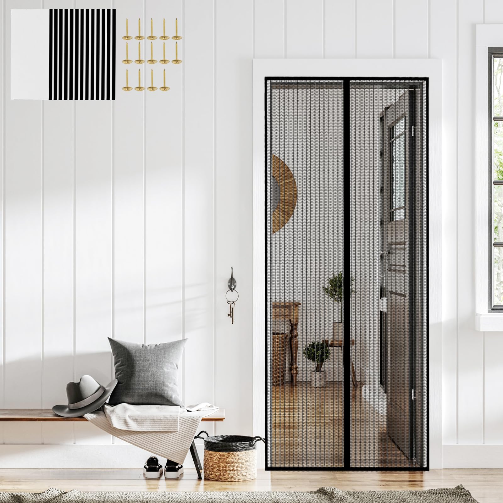 Moustiquaire magnétique pour porte/fenêtre 100 x 210 cm - Rideau anti Moustiquaire magnétique pour porte/fenêtre 100 x 210 cm - Rideau anti