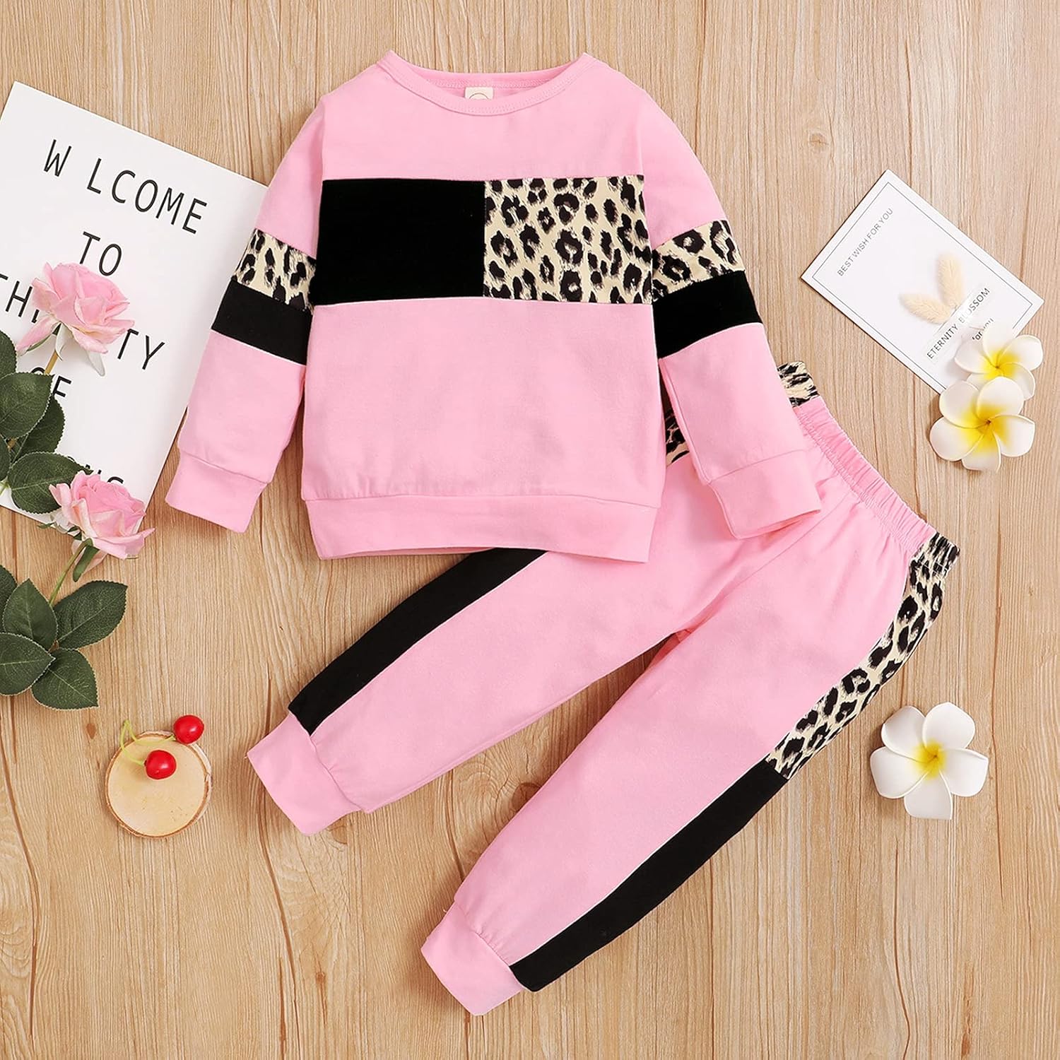 Toddler Girl Clothes Baby Sweatshirt Leopard Fall Winter Outfits Long Sleeve Tops Pants Set 2 Pcs - Image 9