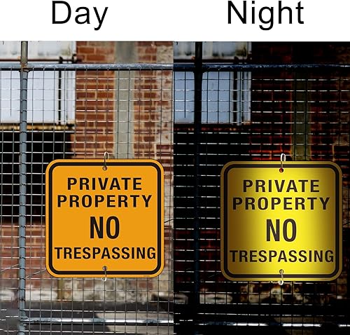 Miniatura 3 de Señal grande de propiedad privada No Trespassing, metal de aluminio reflectante, resistente a la intemperie al aire libre, fácil de instalar