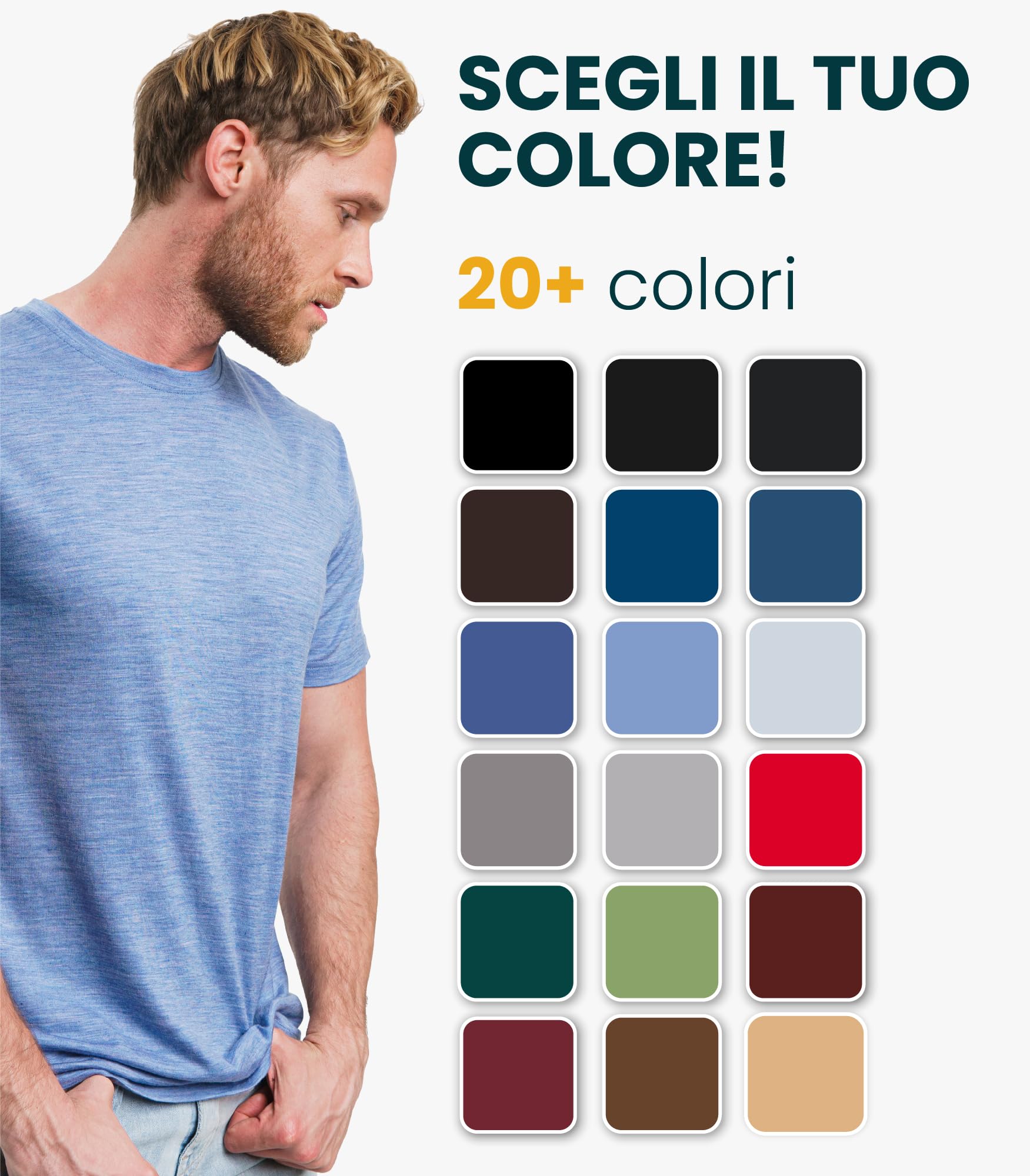 Merino.tech Maglietta Lana Uomo - 100% Biologica Merino, Intimo Lana Merinos Uomo Leggero
