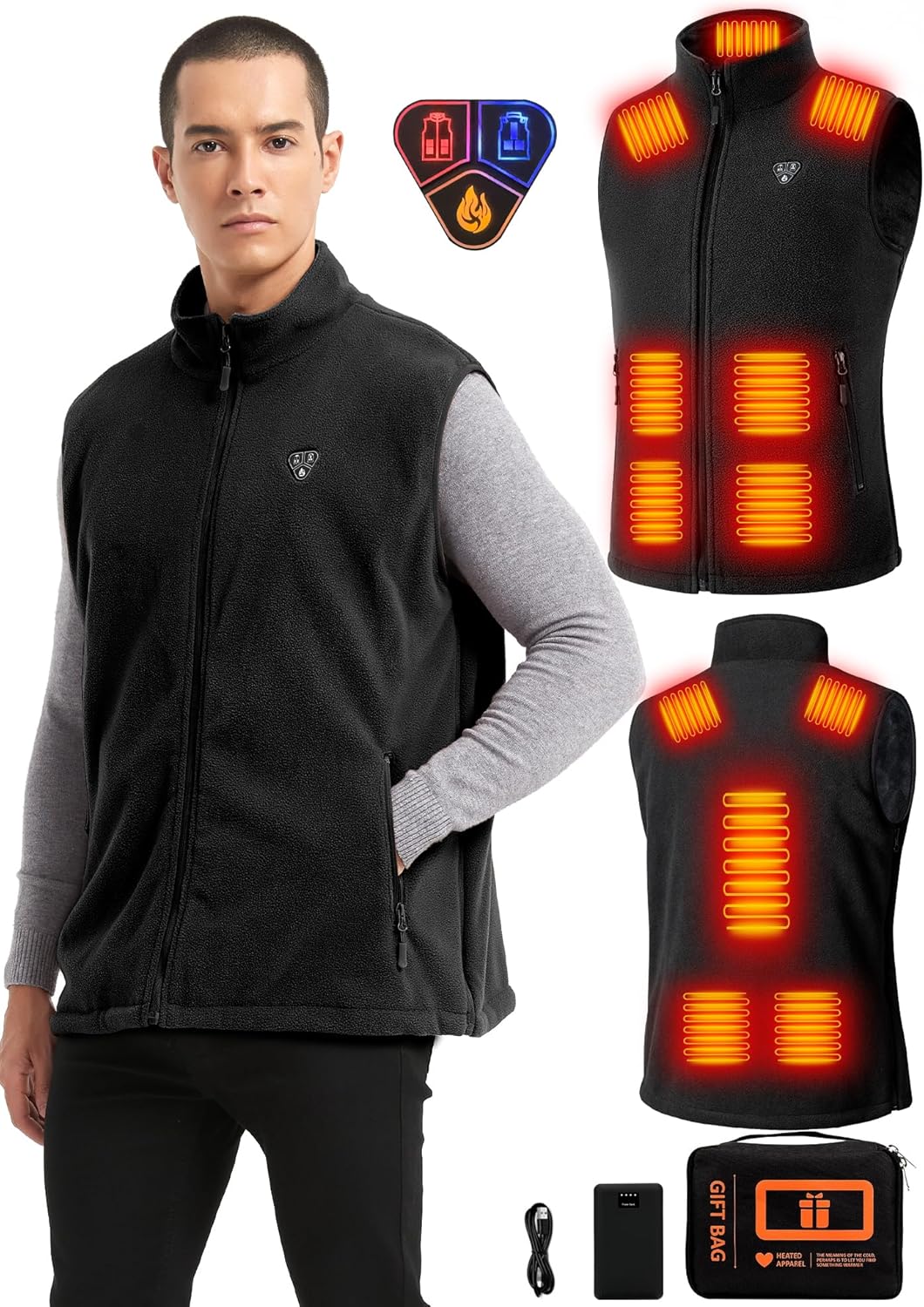 Heated Vest for Men with Battery Pack Included, Polar Fleece Lightweight Warming Electric Mens Heating Vest jacket - Image 2