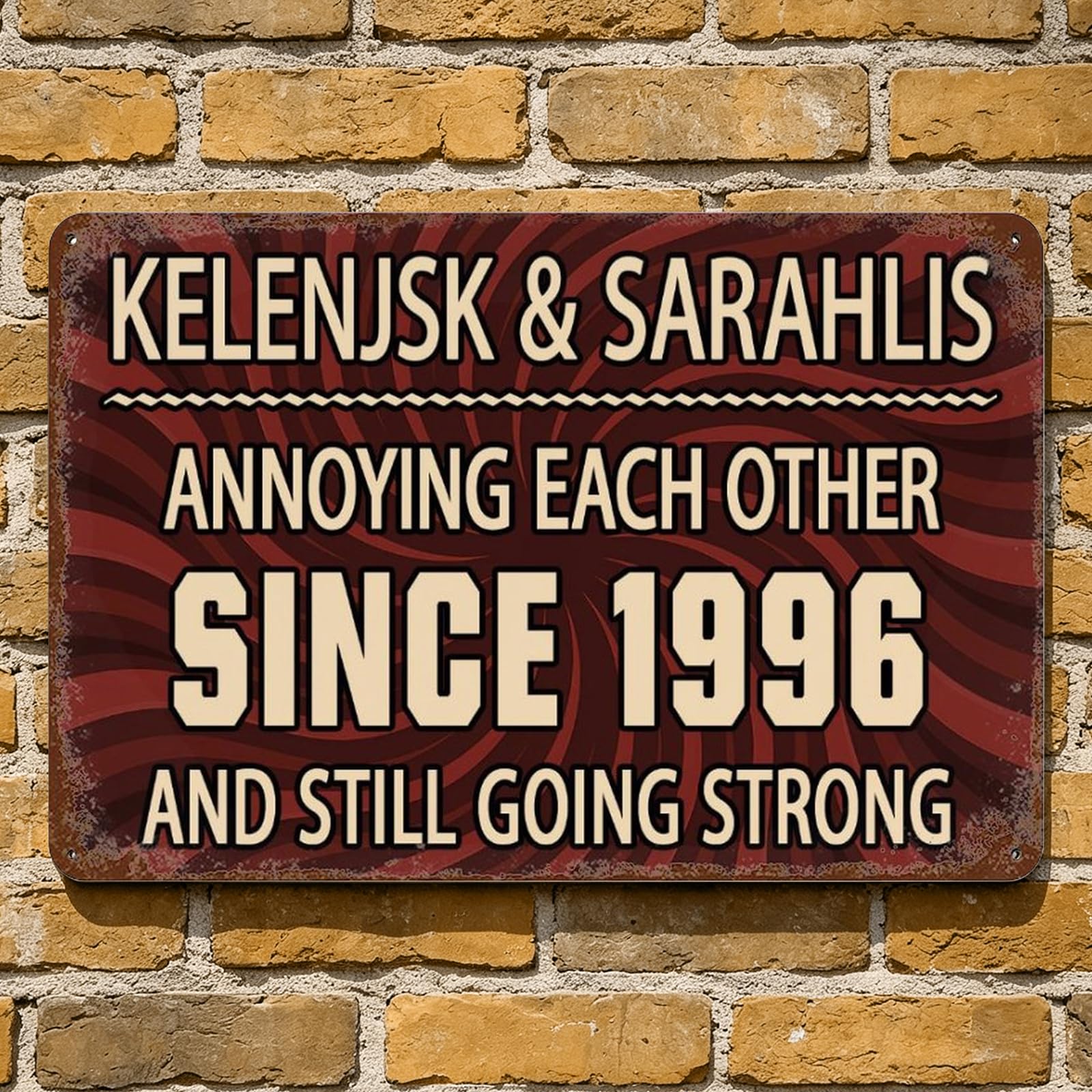 Personalized Annoying Each Other Since And Still Going Strong Couple Metal Sign Plaque Wall Art, Custom Name Old Couple Anniversary Metal Sign Home Decor Gifts For Him Her Wife Husband (style 16)