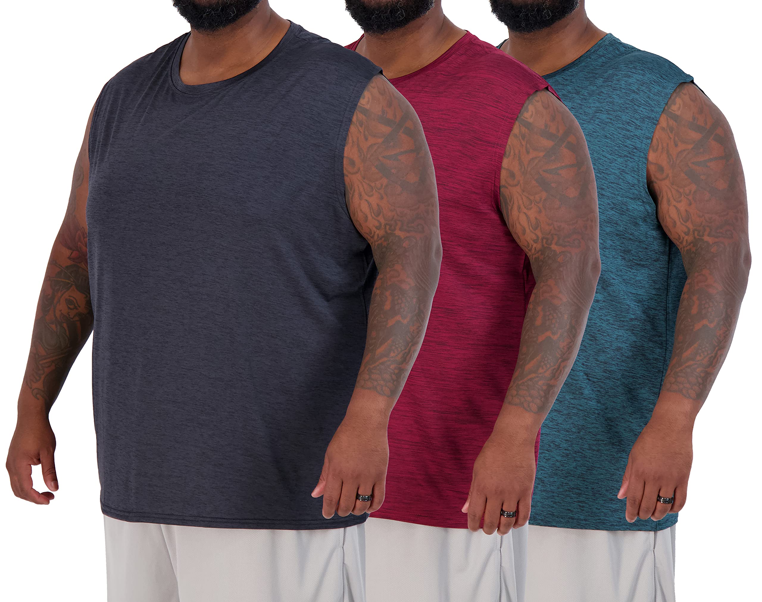 Real Essentials3 & 5 Pack: Men's Dry-Fit Active Muscle Tank Top - Standard and Big & Tall Sizes (S-5XLT)