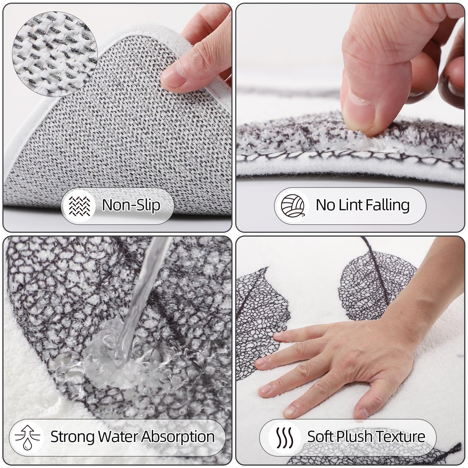 Juego de accesorios de baño grises con cortina de ducha de hojas grises, 12 juegos de baño con papelera, soporte para cepillo de dientes, vaso, dispensador de loción, bandeja, jabonera, cepillo de