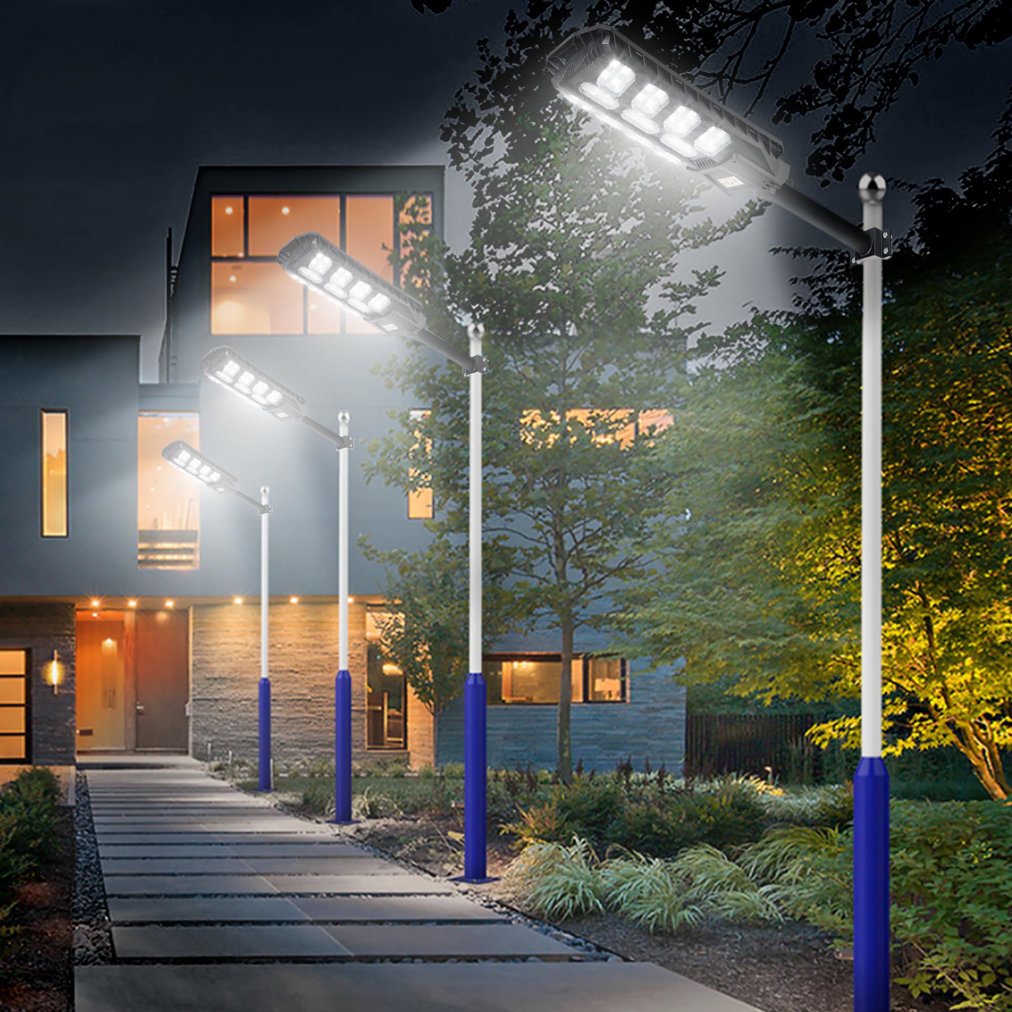 YRHome 400W Solar Straßenlampe Straßenlaterne Wegeleuchte Solarlampen für Außen mit Motion Sensor & Lichtsteuerung IP65,15000 Wasserdicht 8500K 1056 LED mit Fernbedienung für Garten Veranda Park