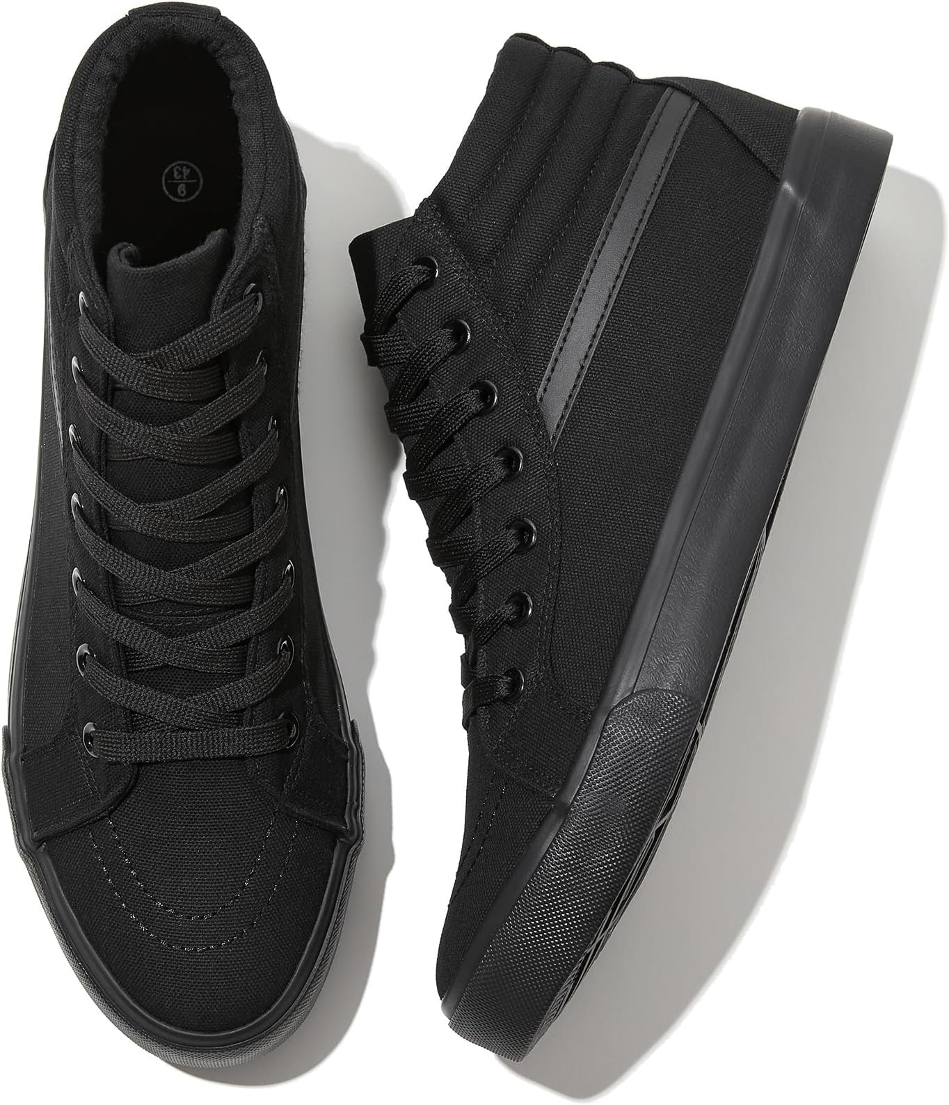 RominzMens White Canvas Shoes Fashion High-Top Canvas Sneakers for Men Casual Tennis Shoes Black Classic Lace-UP Walking Shoes Skate Shoes