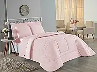 Edredom Solteiro Malha 100% Algodão Fio Penteado Dupla Face 2,40m x 1,60m Jra (Rosa Claro)