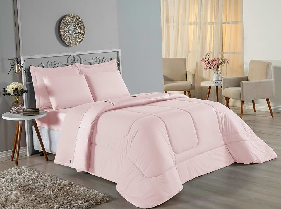 Edredom Solteiro Malha 100% Algodão Fio Penteado Dupla Face 2,40m x 1,60m Jra (Rosa Claro)