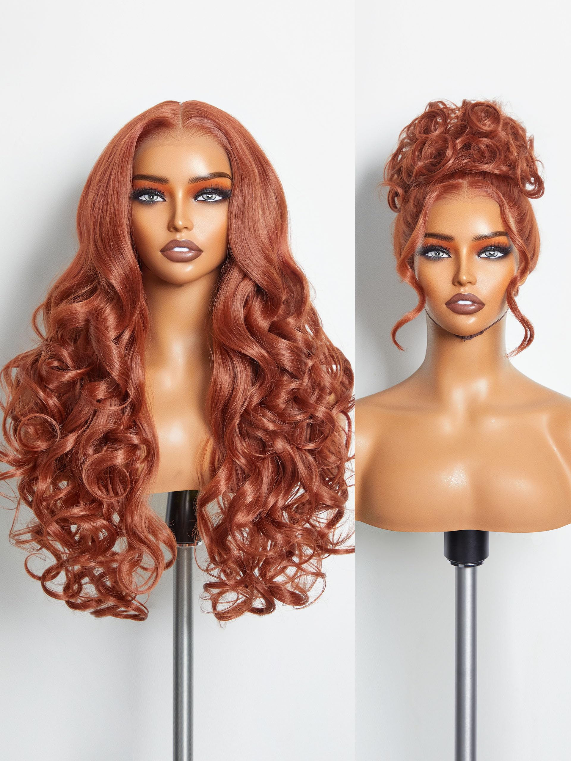 GORGIUS Glueless Ginger Orange Wig HD Transparent Lace Front Wigs Put On Go Wigs Pre Plucked Crafted with Style-Archive Technology: Premium Fiber &