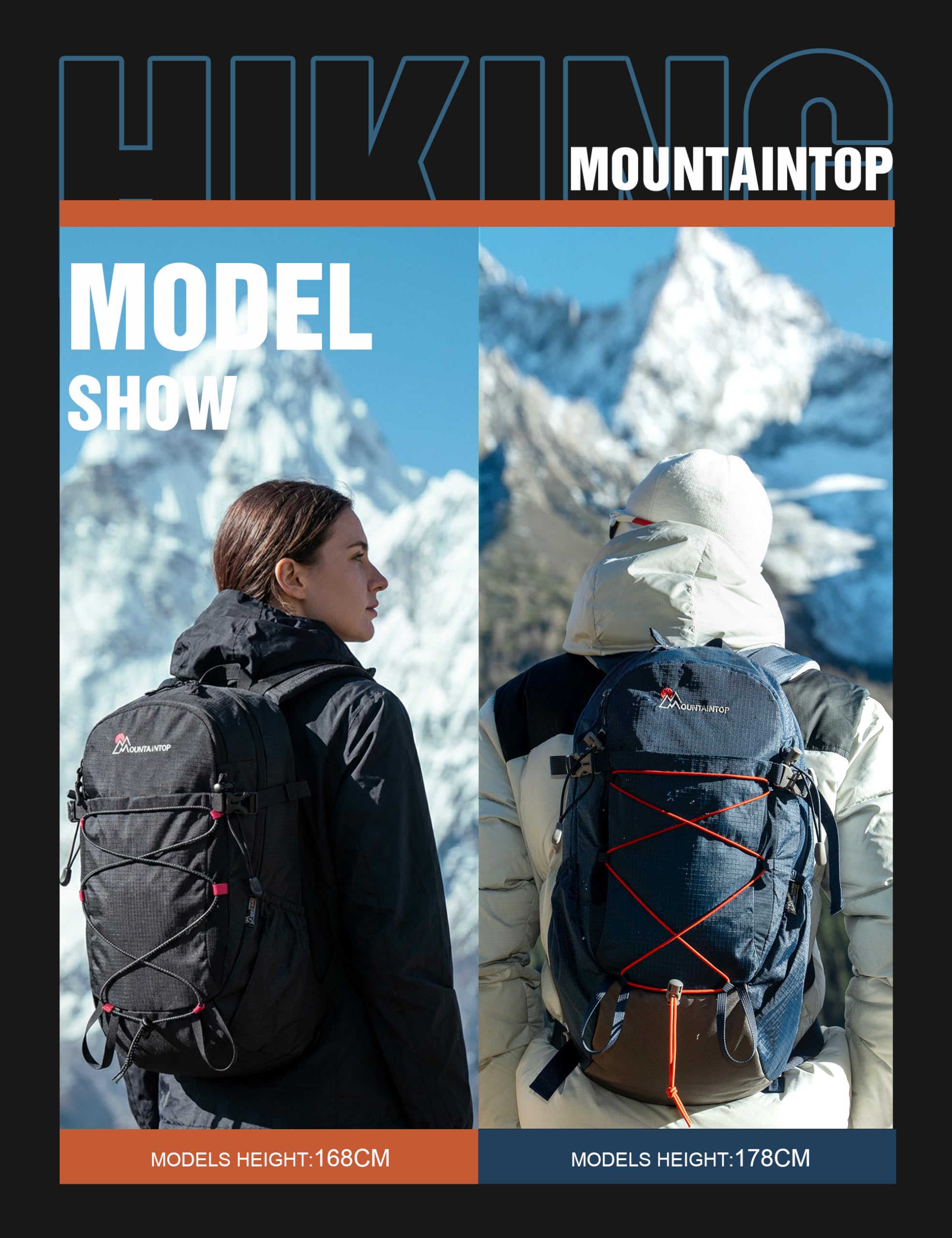 Mountaintop 18L Wanderrucksack Herren Damen Trekkingrucksack Outdoor Rucksäcke für Camping Wandern Reisen(Nebelblau)