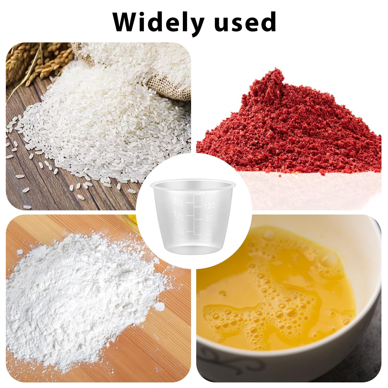 3 vasos medidores transparentes de plástico, 5.4 fl oz, taza de arroz, taza pequeña para lavandería, repuesto para medir arroz e ingredientes líquidos secos 7