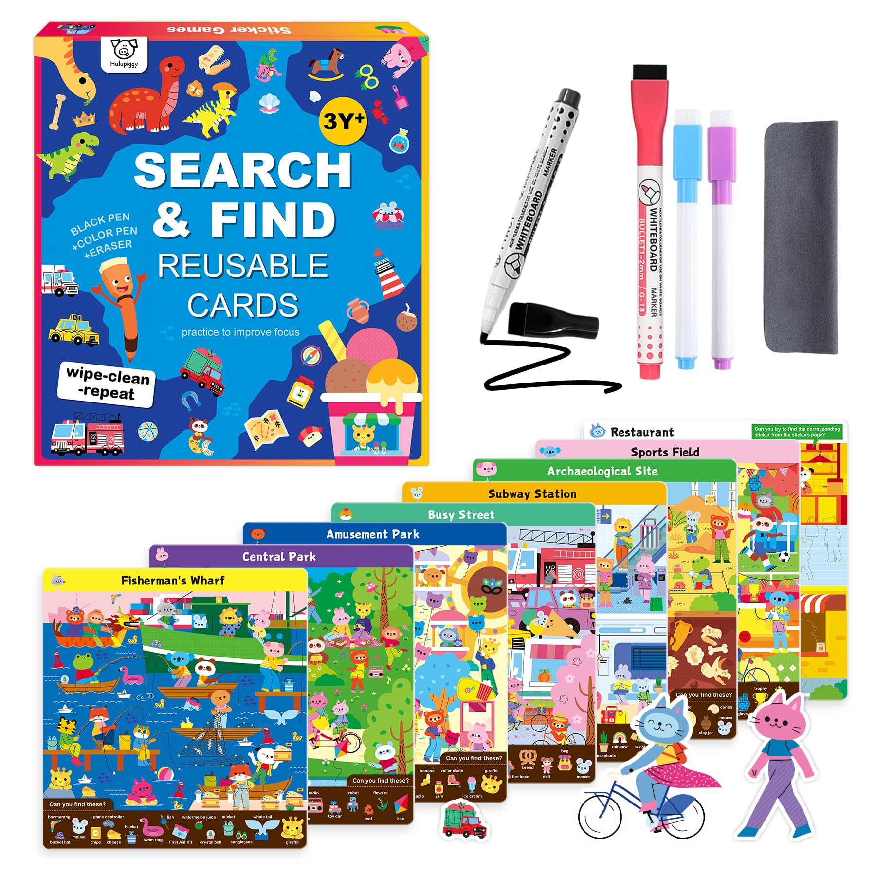 Busca y encuentra juego educativo para niños de 3, 4, 5, 6 años de edad, actividades de aprendizaje preescolar reutilizables, juguetes de arte y manualidades | Construye vocabulario, regalos