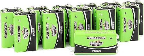 Interstate Batteries Batería alcalina de 9 voltios (paquete de 12) Baterías multiusos de alto rendimiento de 9 V - Workaholic (DRY0196)