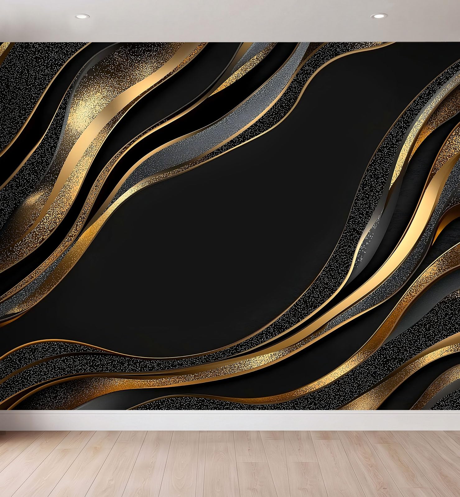 Fototapete 3D EFFEKT Vliestapete mit Geruch Freiheit Luxus Marmor Textur 350 x 256 cm für Wohnzimmer Schlafzimmer Kinderzimmer Flur Modern Vlies Tapete Wandtapete Motivtapeten Schwarz Gold