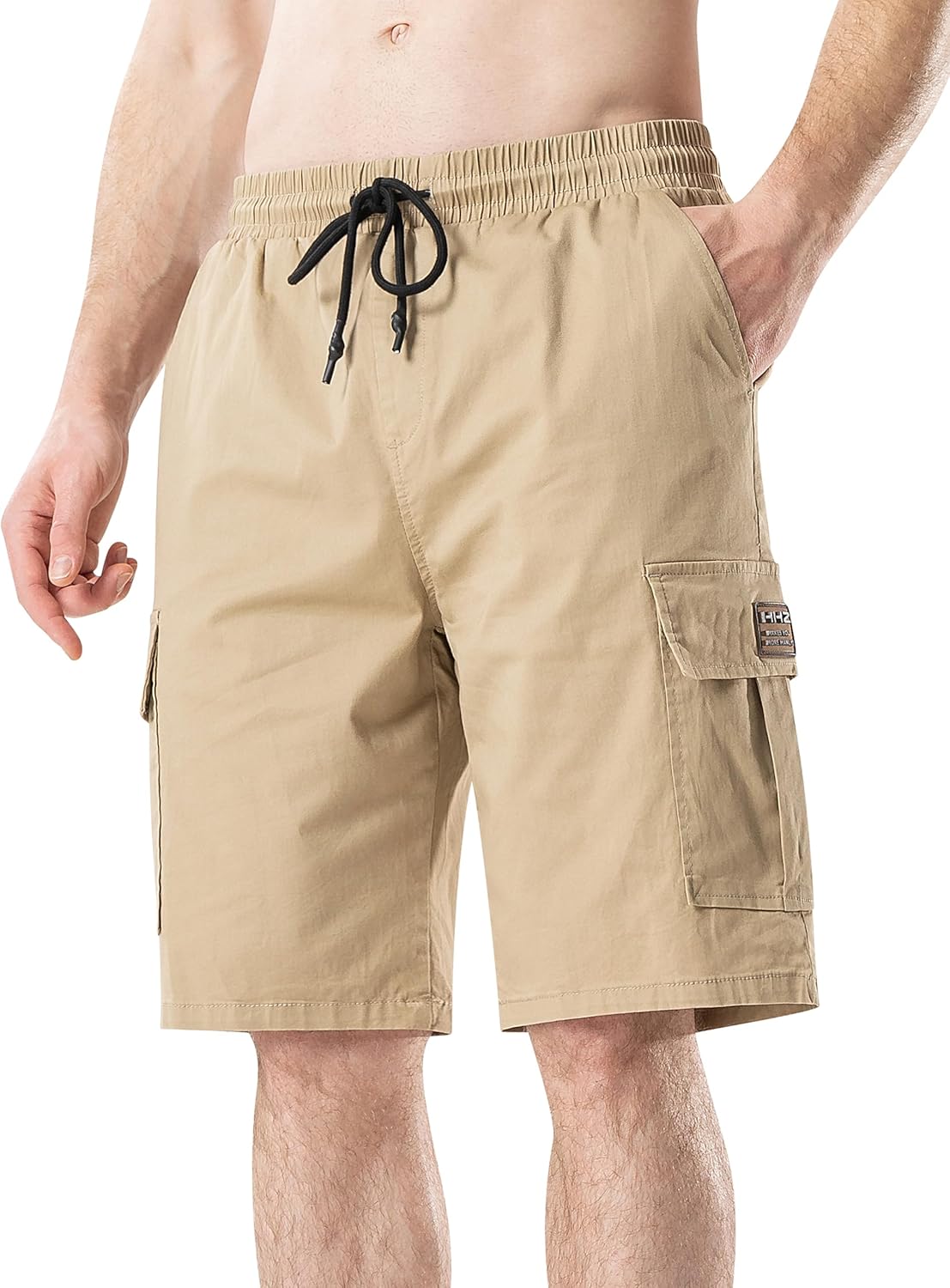 HHZ Men's Drawstring Cargo Shorts Relaxed Fit Shorts with Pockets Work Hiking Summer Athletic Short Men