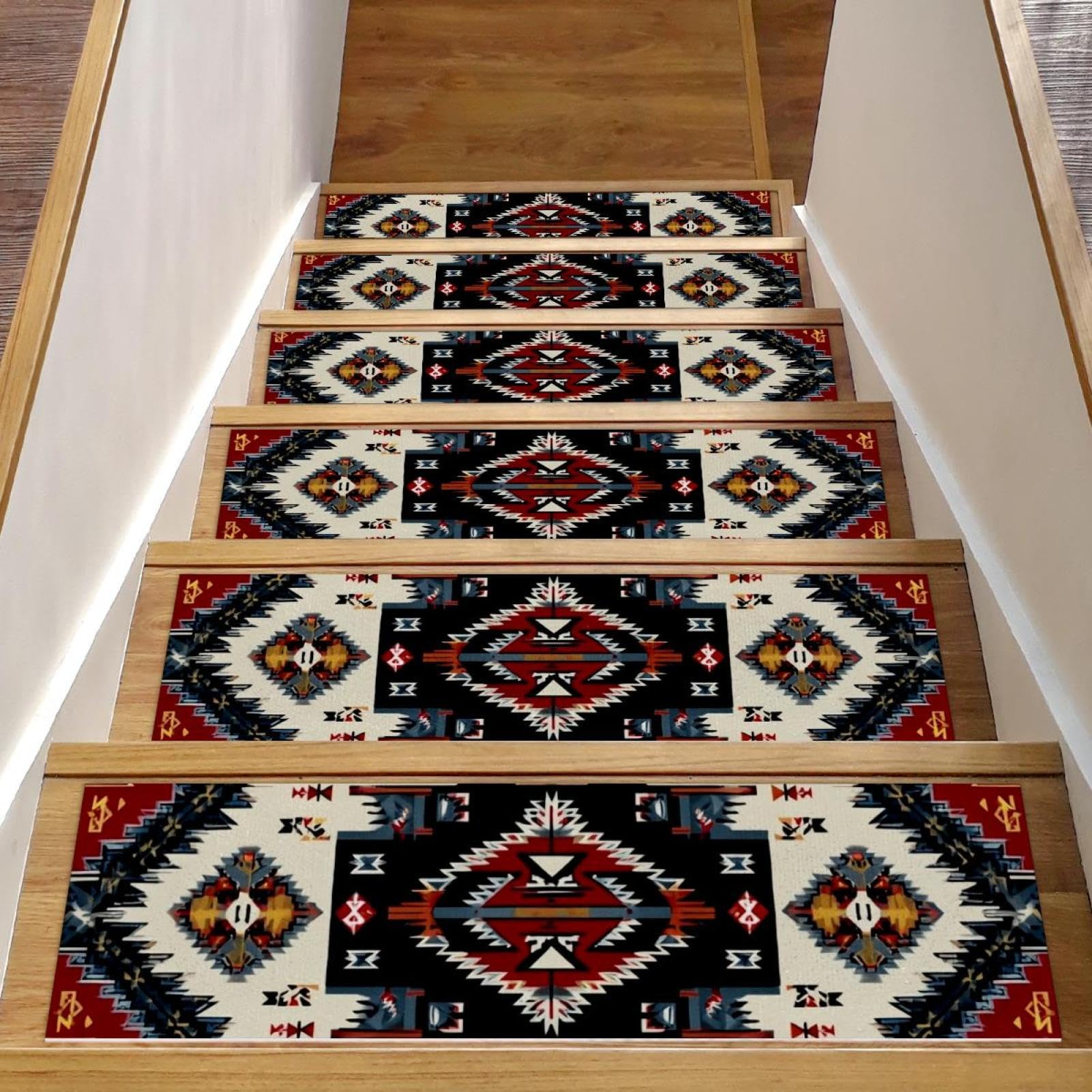 Marches d'escalier pour chiens et enfants, protection antidérapante en bois style Navajo