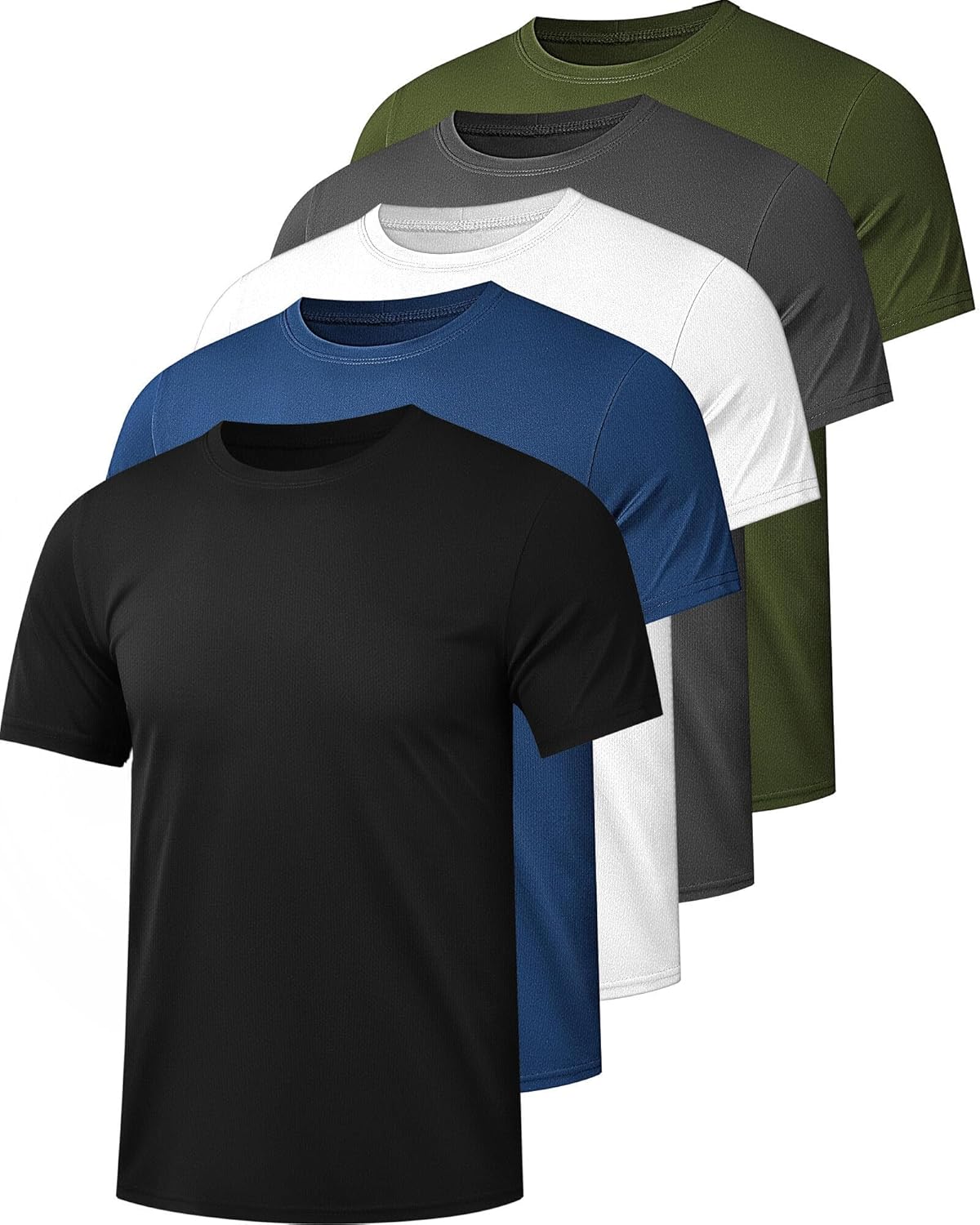 5 Pack Mesh Workout Shirts for Men Dry Fit Gym Shirts Quick Dry Athletic Short Sleeve T-Shirt Moisture