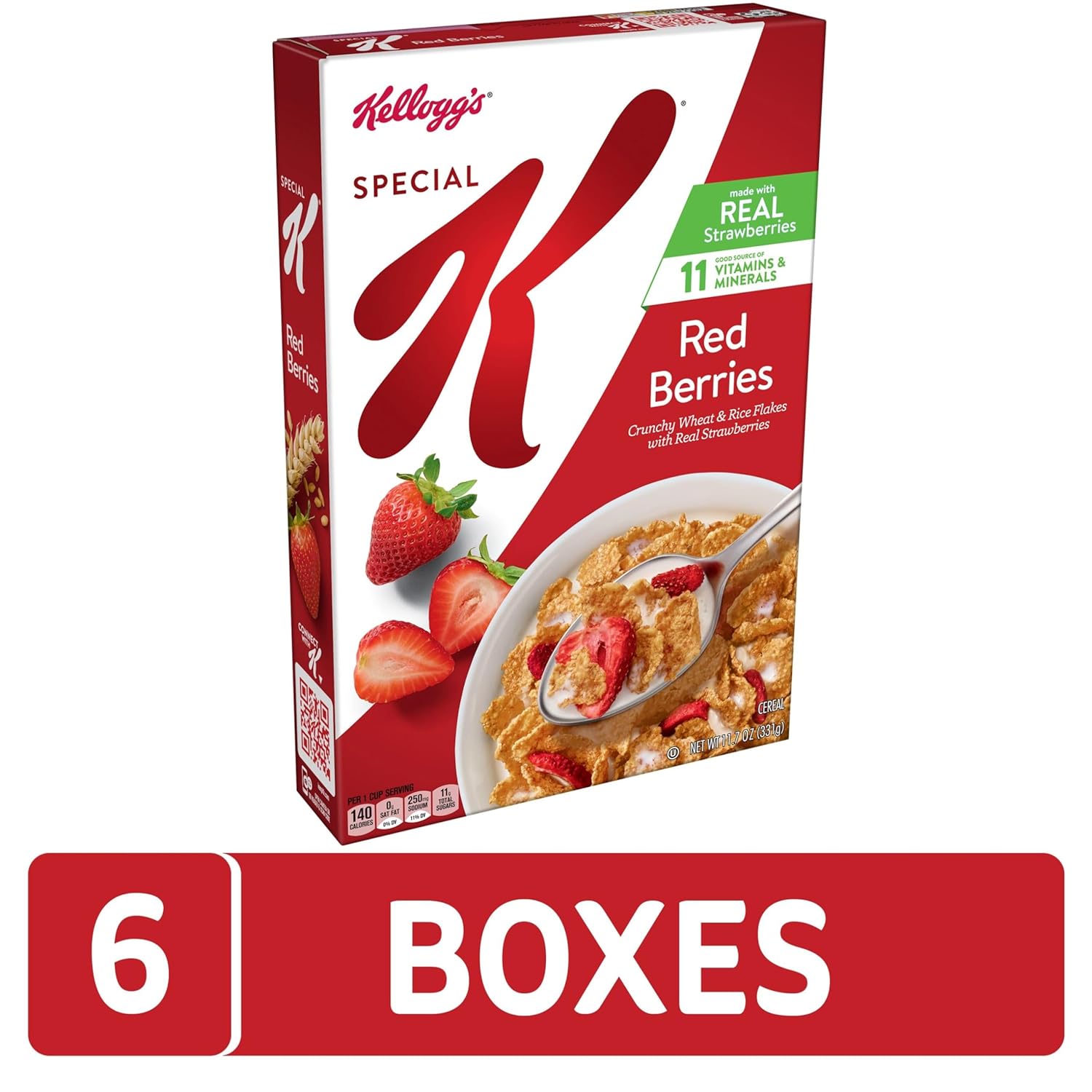 Kellogg’s Special K Breakfast Cereal, 11 Vitamins and Minerals, Made with Real Strawberries, Red Berries, 4.4lb Case (6 Boxes)