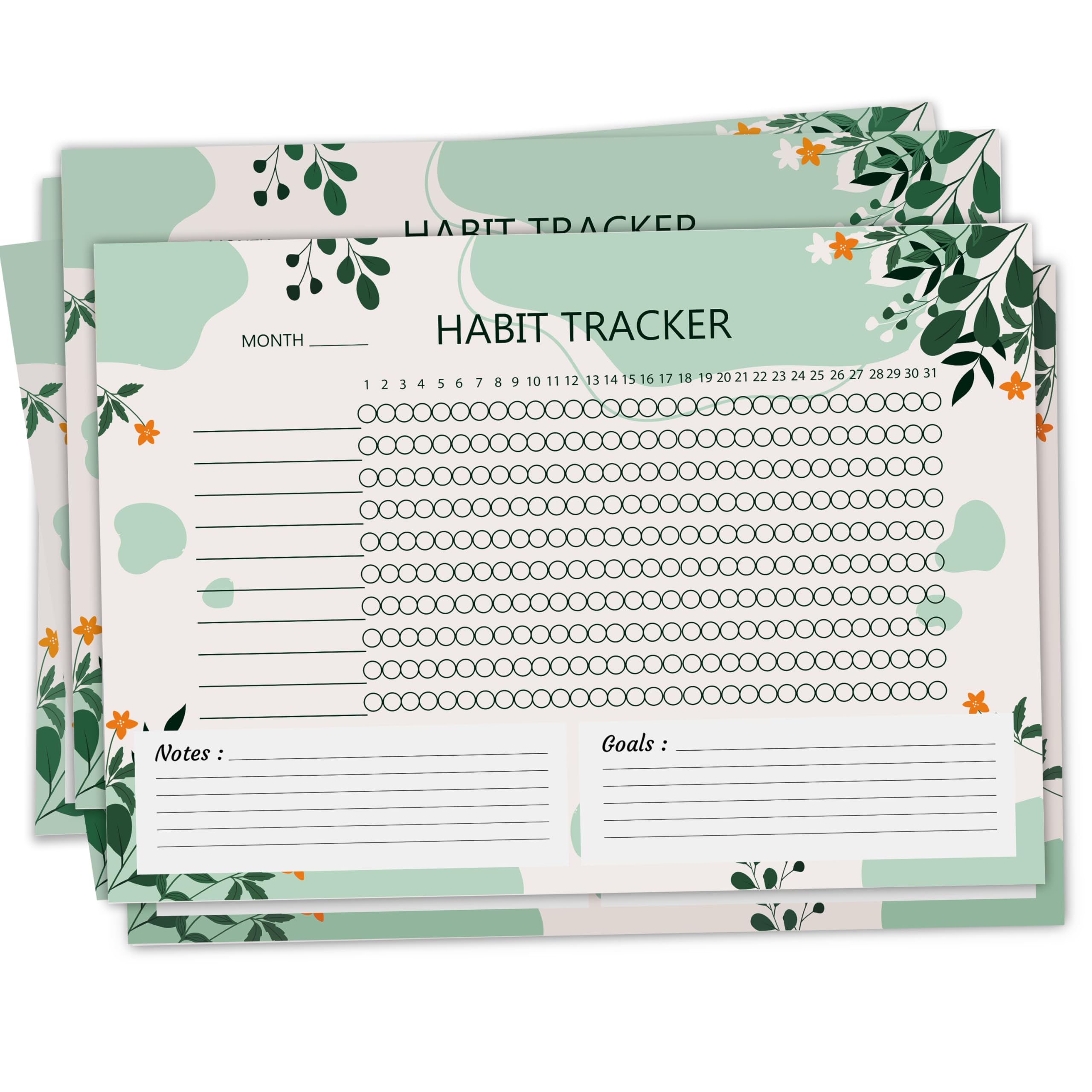 Monthly Habit Tracker (A4 Size,13 Sheets) Undated Planner Sheets With Goals For Self Improvement (Design 2)-image-48