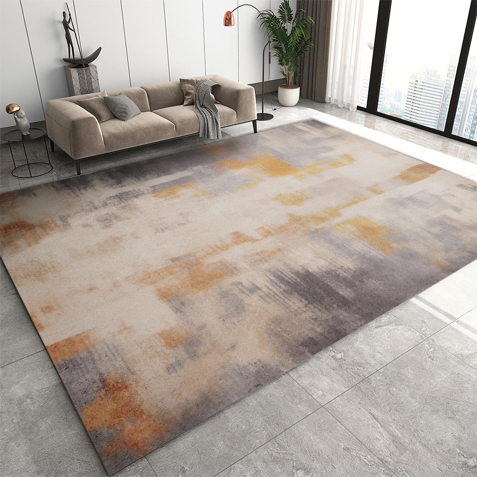 QDJKBL Area Rugs 60 x 120 cm Grey Retro Bohemian Doodles, European Gradient Medieval Ethnic Print Shock Absorption Carpet, Distressed Carpet Comfortable Feet for Foyer Bathroom Home