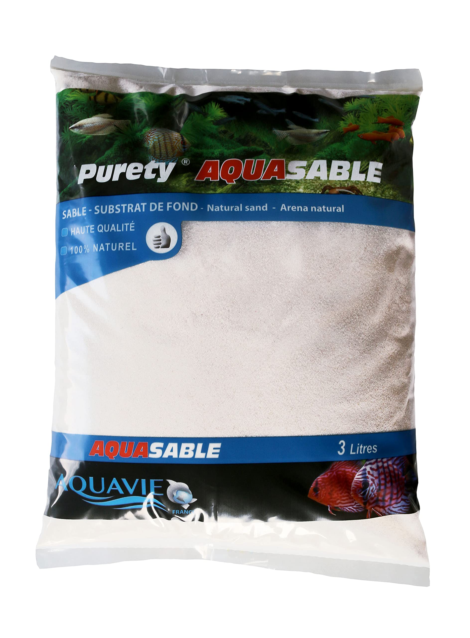 AQUAVIE FRANCE Arena natural acuosable en bolsa, 0,2 mm-1 mm, 3 L, extra blanco S0