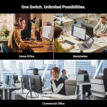 ATEN Essentials US4324 2 x 4 USB 3.2 Gen 1 Sharing Switch, Share 4 USB Peripherals Between Two Computers, 5 Gbps, Quick Switch, Compact, Remote Port Selector, Windows, macOS, MacBook, PC, Plug & Play