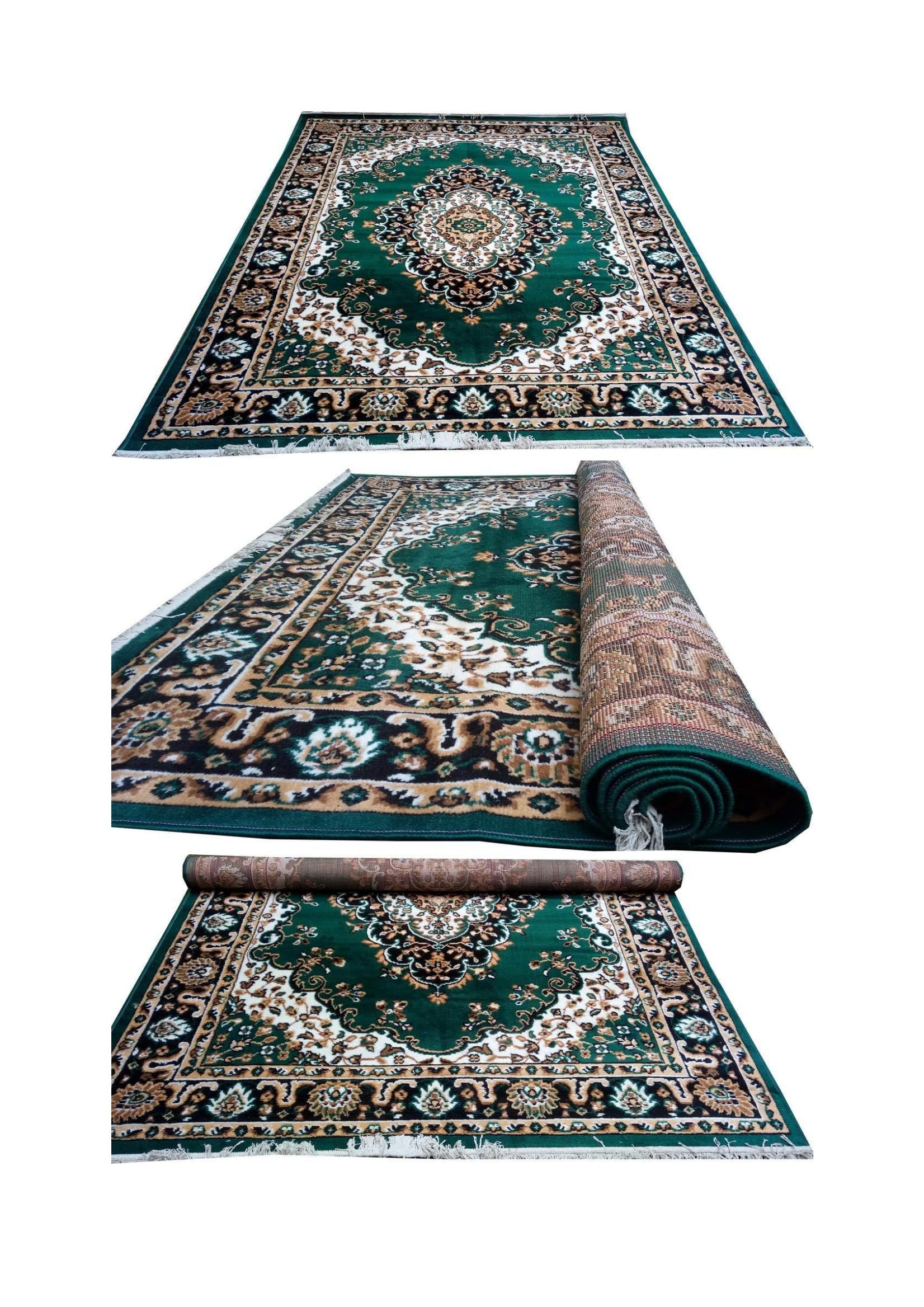 Home Decore Traditional Acrylic Rectangular Carpet for Living Room | Soft Plush Area Rug | Anti-Skid Floor Carpet | Elegant Home Décor, Hall & Office | Green | 5X7 Feet | BCF229-image-25