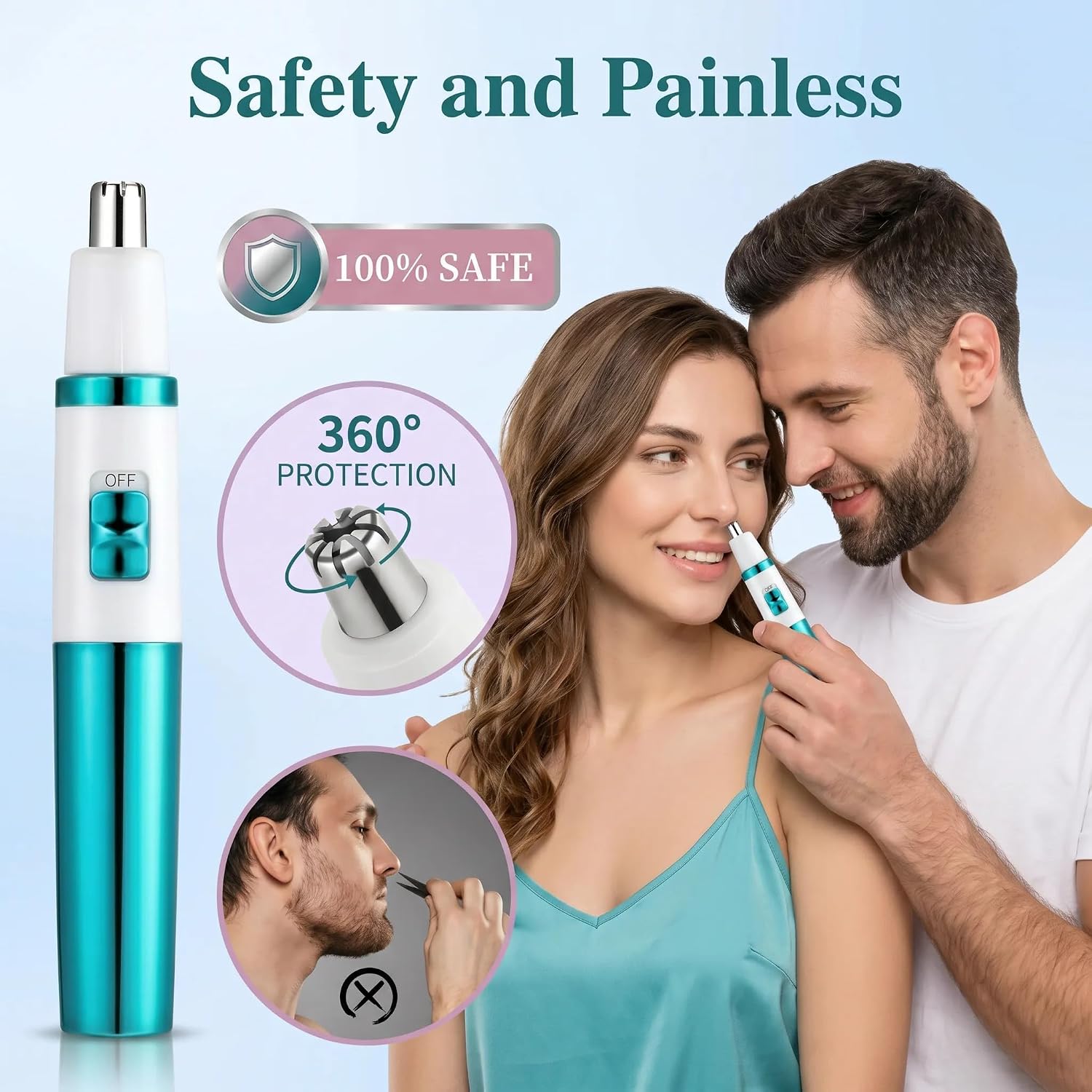 AREYZIN Ear and Nose Hair Trimmer Clipper - 2026 Professional Painless Ladies Eyebrow & Facial Hair Trimmer for Men Women,Battery-Operated,with IPX7 Waterproof Dual Edge Blades for Easy Cleansing