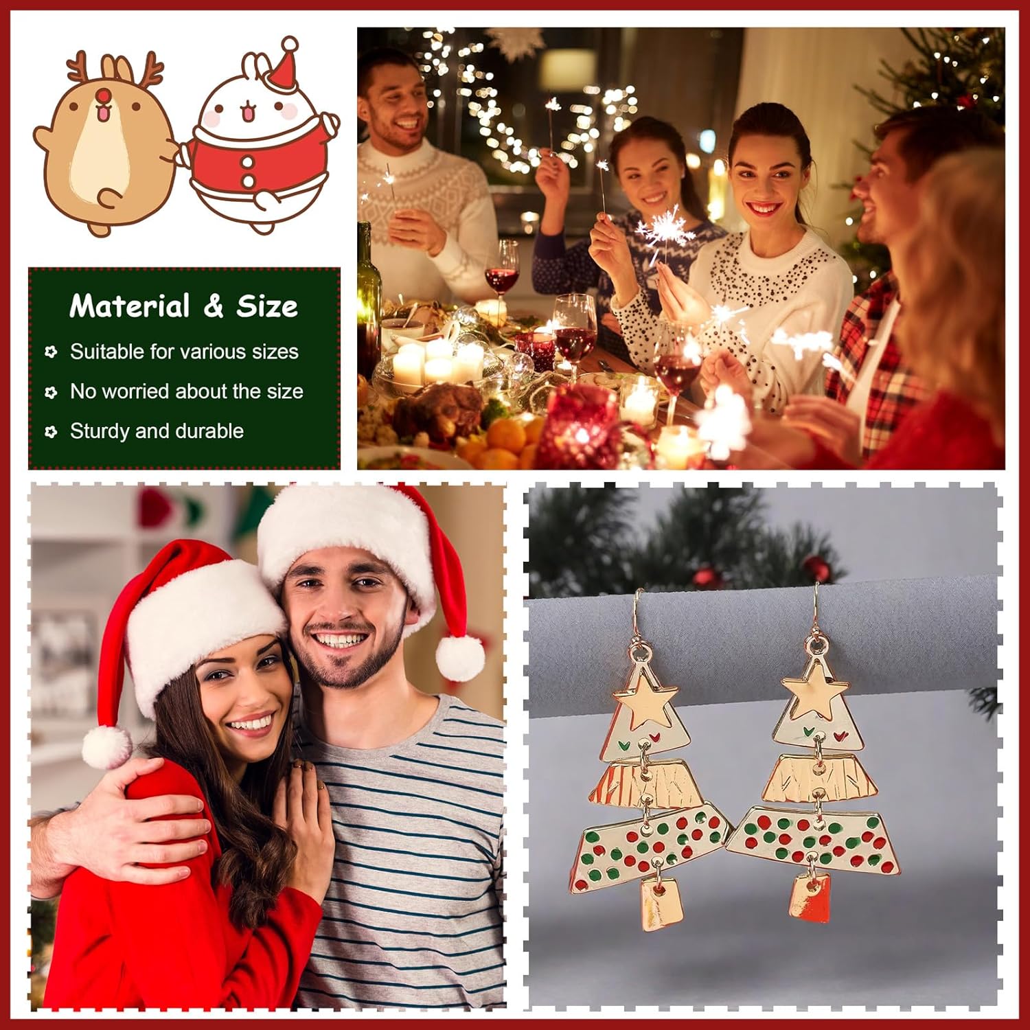 Christmas Earrings Stocking Stuffers for Women Xmas Snowflake Candy Cane Drop Dangle Earrings Holiday Jewelry Christmas Decorations Gifts Outfits Accessories - Image 5