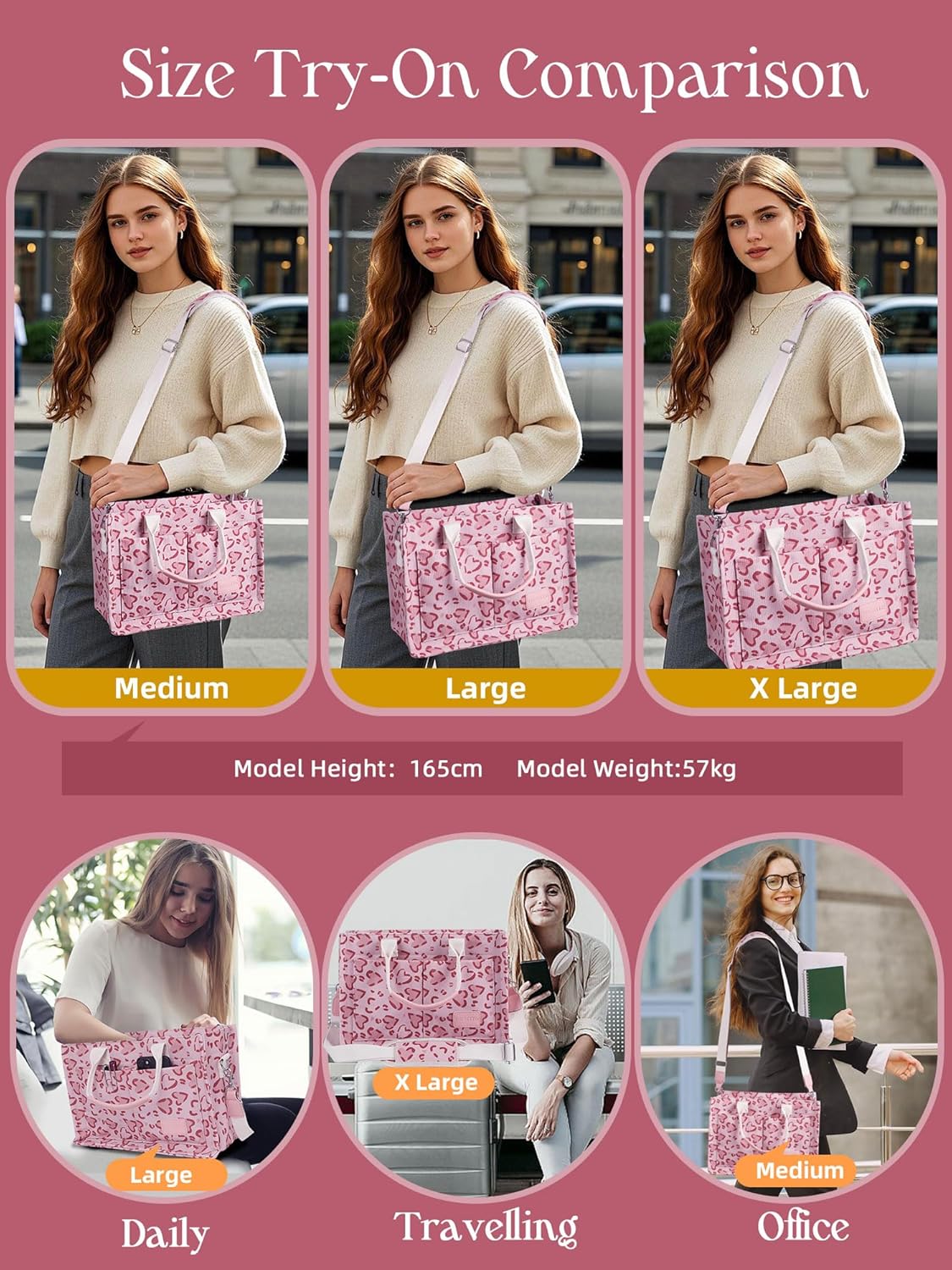 FIORETTO Canvas Tote Bag for Women with Zipper Closure & Individual Compartments for Work College for Teacher & Nurse - Image 4