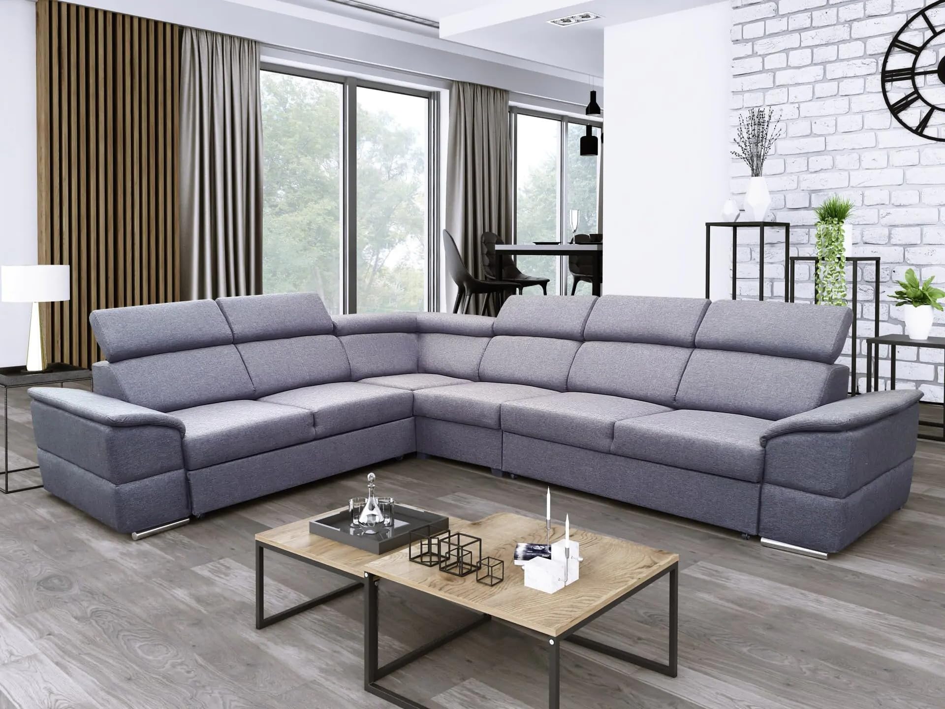 All4All Ecksofa mit Schlaffunktion Estrella - XXL Sofa mit Bettkasten - 334 cm x 264 cm - Schlafsofa - Wohnlandschaft L-Form - Groß - Gewebe - Farbe wählbar - Seite Rechts 19