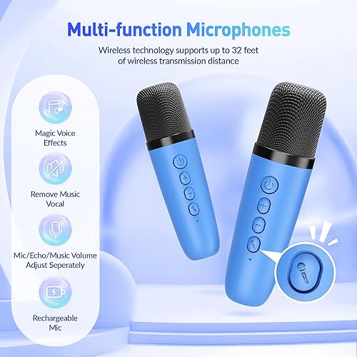 Vista 57 de Mini máquina de karaoke para niños y adultos, altavoz Bluetooth portátil con micrófono inalámbrico, para niñas de 4, 5, 6, 7, 8, 9, 10 y 12 años