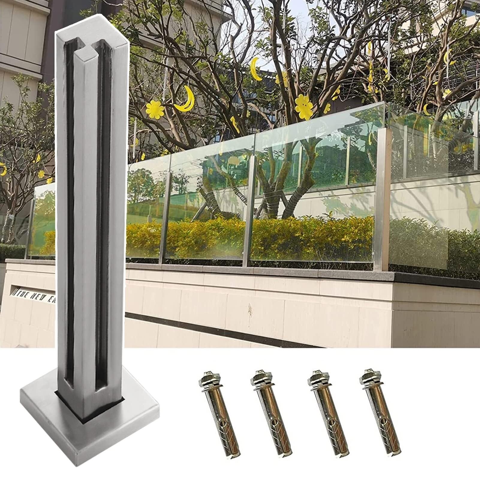 System słupków balustradowych ze stali nierdzewnej 304, zestaw balustrad na balkon, ogrodzenie patio, pasuje do paneli 10/12 mm 80 cm - i Ele Design