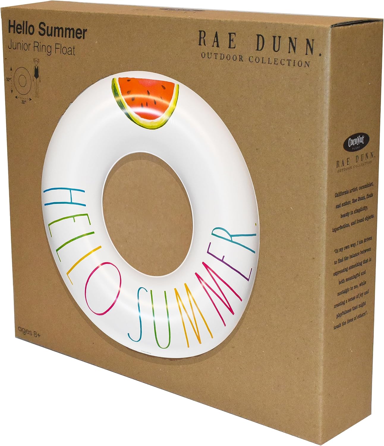 Rae Dunn x CocoNut Float Junior Ring Floats - 32 Inch Inflatable Raft & Durable Water Inner Tube - Stable Ride-On for Summer Parties & Swim Events