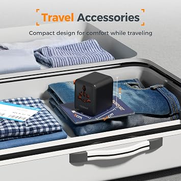 TESSAN Universal Travel Adapter Worldwide with 4 USB (2 USB C), International Travel Adapter UK to European Power Universal Plug Adaptor for EU USA Australia Thailand (Type C, G, A, I), Black