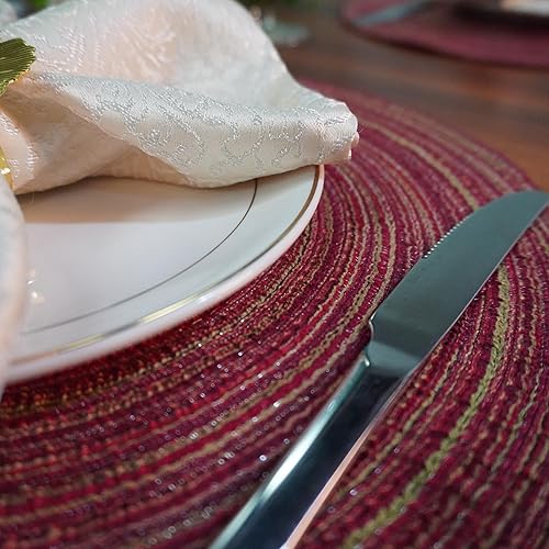 Miniatura 7 de WAZAIGUR - Manteles individuales redondos para mesa de comedor (tela resistente al calor, antideslizantes, 14 pulgadas de diámetro)