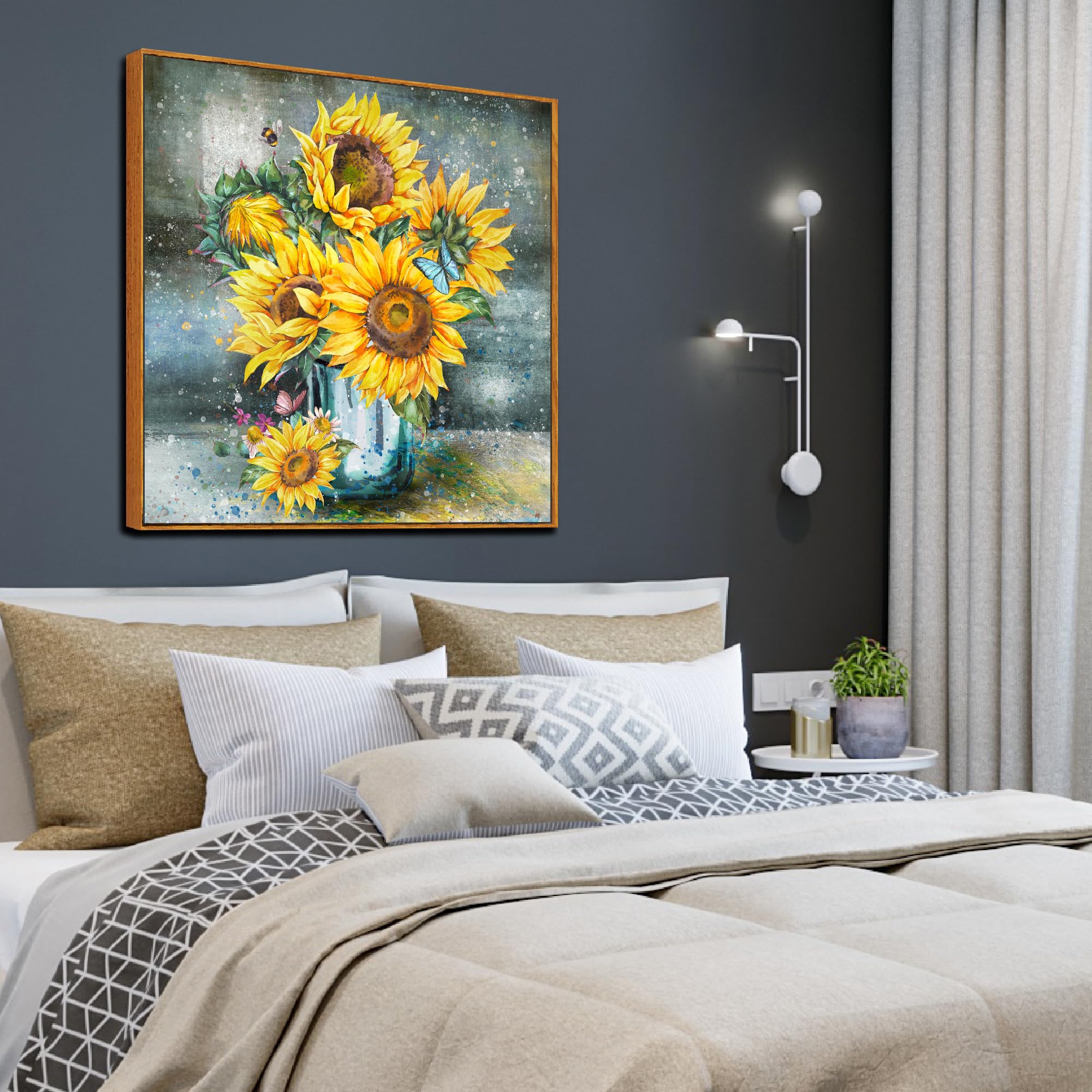 Amazon.com: NESS-BEZAL Sunflowers Canvas Wall Art Prints Yellow Flowers ...