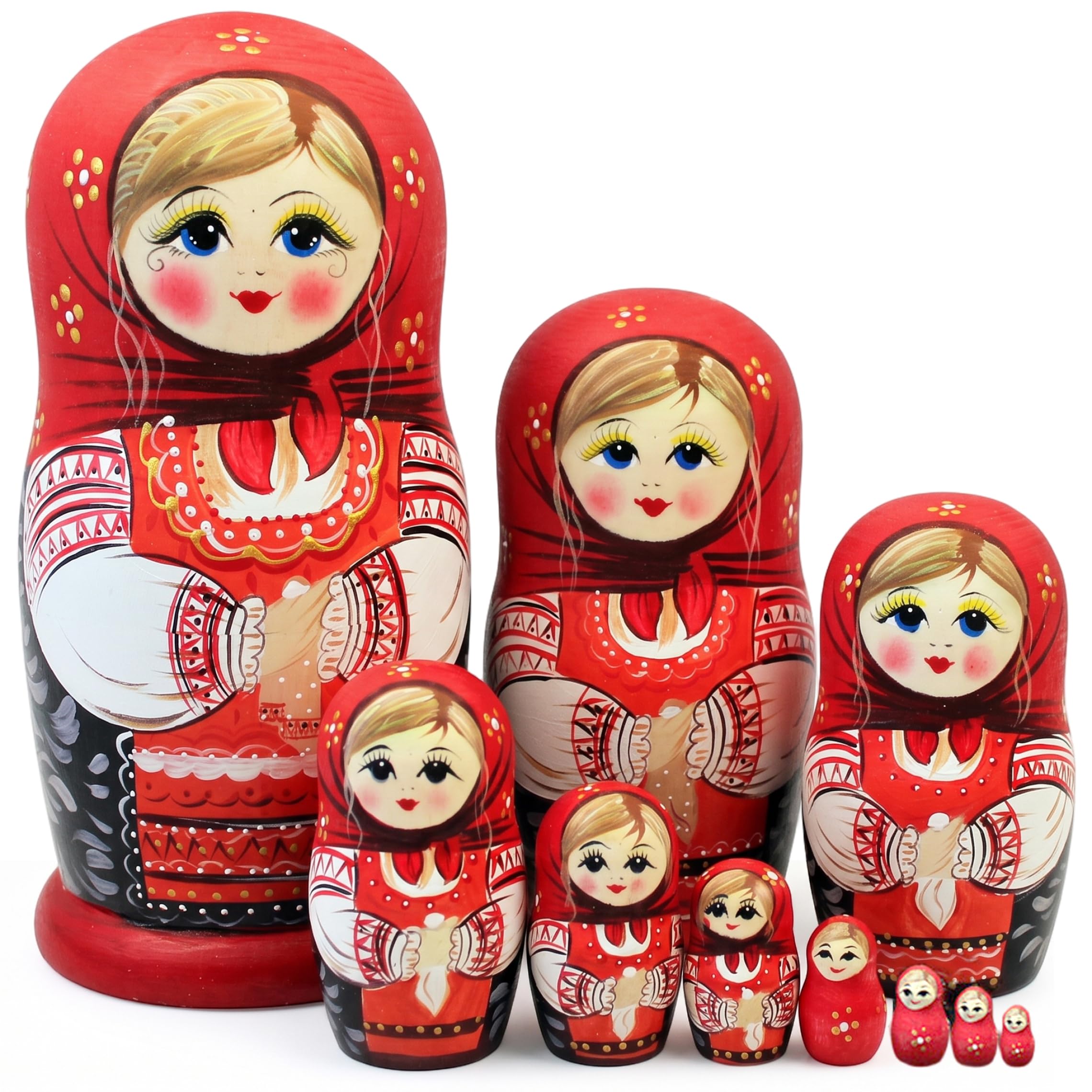 Poupées gigognes à 10 Couches, poupées Russes Matryoshka, Mouchoir, Conception de Fille, 8, 27 Pouces de Haut