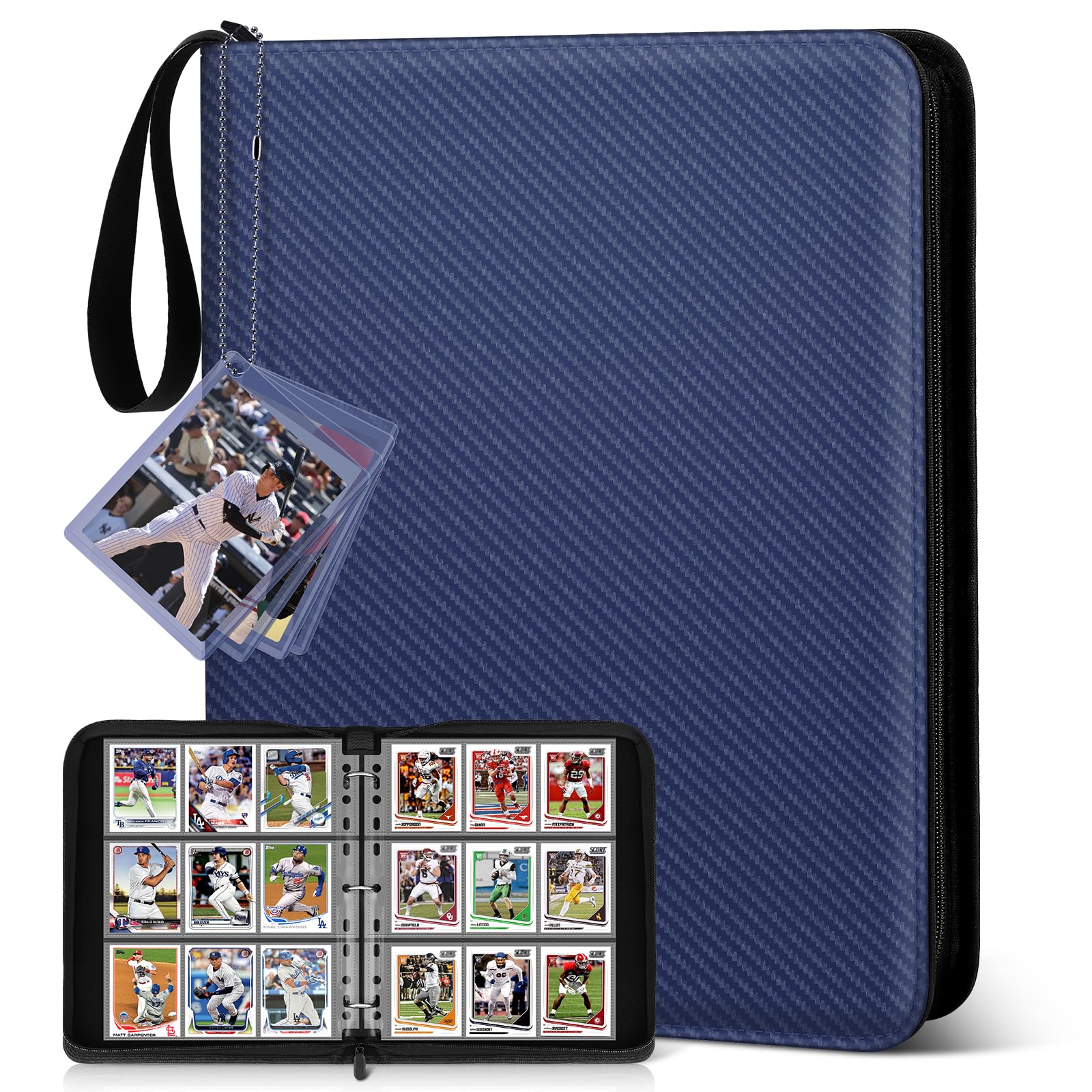 Mlikero Trading Card Binder, 9 Pocket Card Binder with Card Display Design, 720 Double Sided Pocket Collection Card Albums Fit for MTG, TCG, and Sports Cards(Blue)