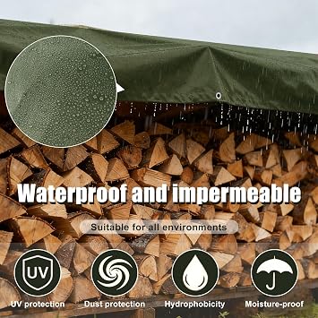 Waterproof Heavy Duty Tarpaulin -Duty for Outdoor: 3m x 4m 160 GSM UV/Tear Resistant PE Tarpaulin Sheet with Reinforced Grommets for Garden Furniture & Ground Use