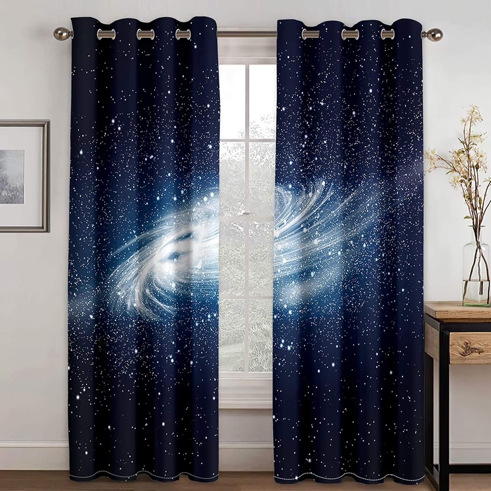 Rideau thermique bleu foncé occultant pour salon et chambre