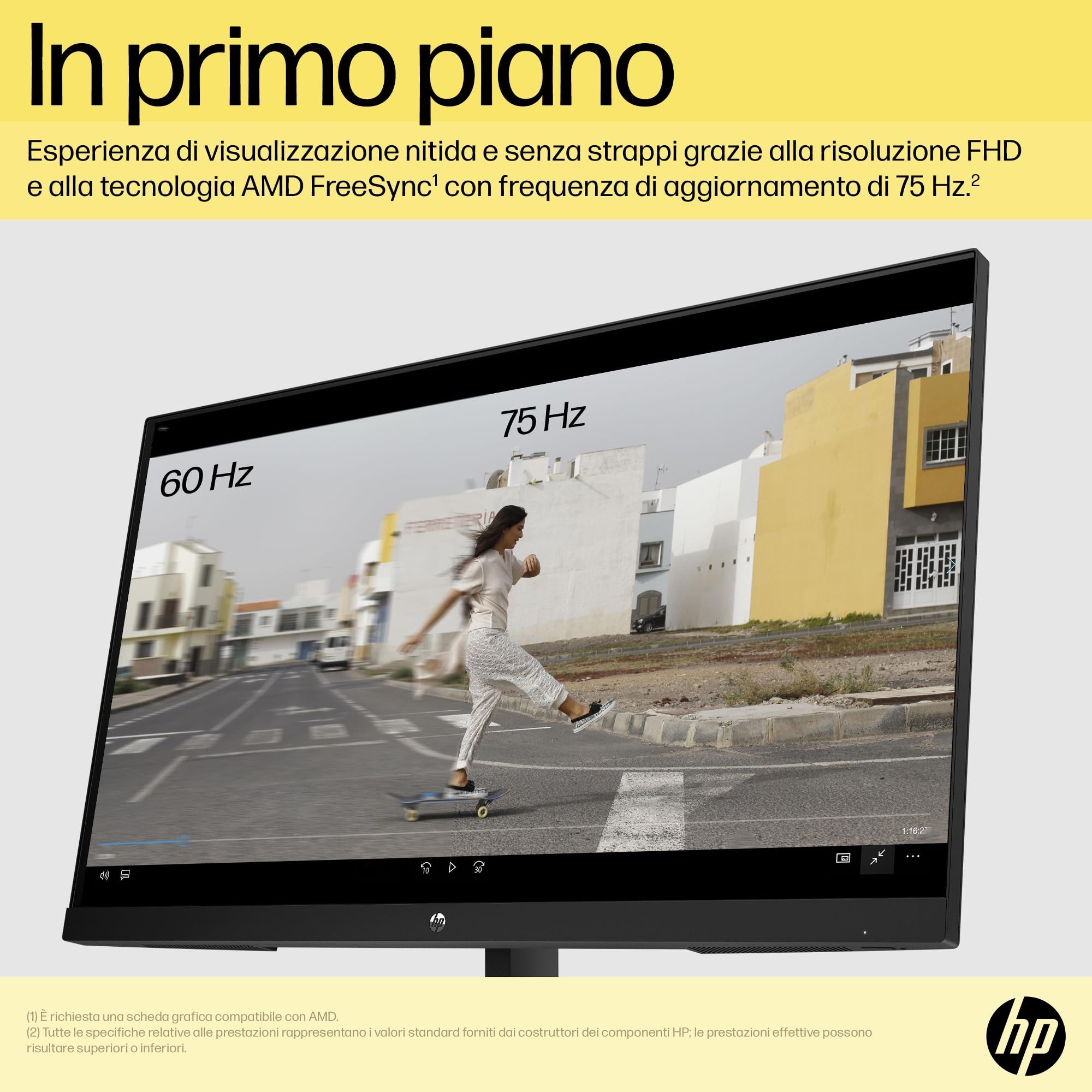 HP V27ie Monitor da 27", FHD, 16:9, Antiriflesso, Pannello IPS da 75Hz, Tempo di Risposta 5 ms, Reclinabile, VESA 10x10 cm, AMD FreeSync, 250 Nits, Low Blue Light, VGA, HDMI, DisplayPort, Nero