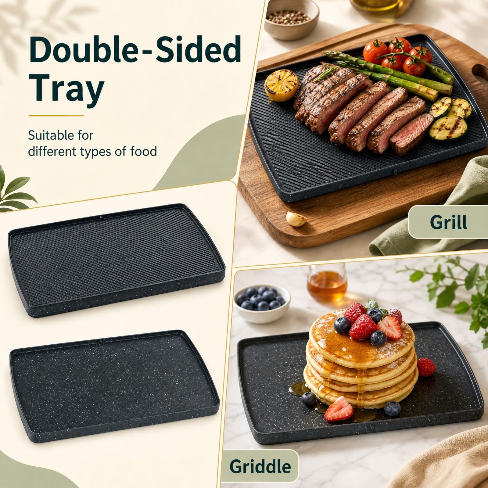 LIFEZEAL Griglia Elettrica 1500W, Barbecue da Tavolo con Piastra Bifacciale | Plancha Antiaderente per Interno e Esterno, Temperatura Regolabile a 4 Livelli, Grill Rimovibile e Lavabile in Lavastoviglie