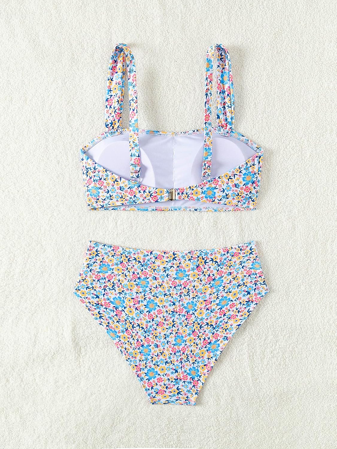 Fanuerg Women's High Waisted Bikini Sets Wide Straps Two Piece Swimsuit Floral Print Bathing Suits - Image 5