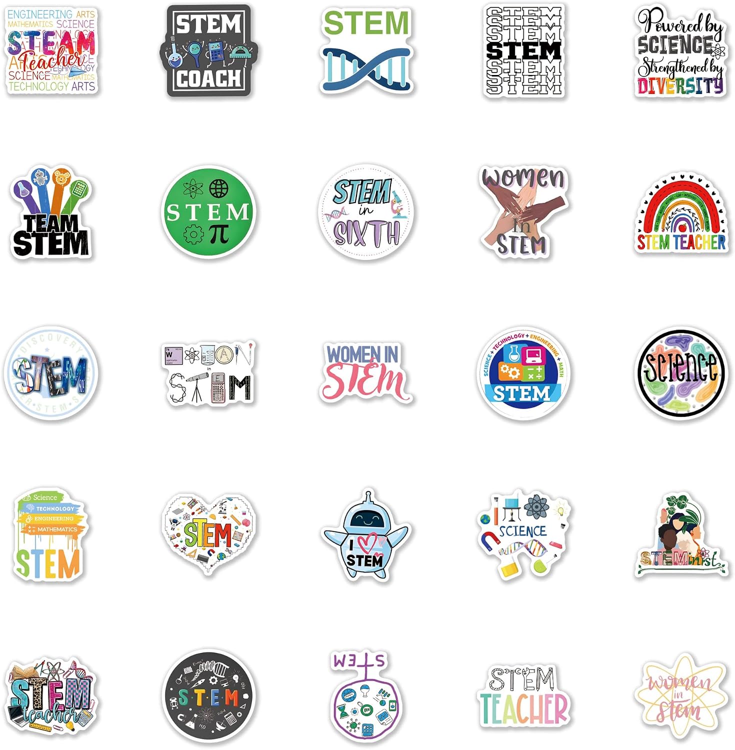 110Pcs Stem Stickers for Water Bottle, Laptop, Chemistry, Biology, Physics, Science Stickers- Women in Stem Gifts, Science Party Supplies- Gift for Women & Men image 3