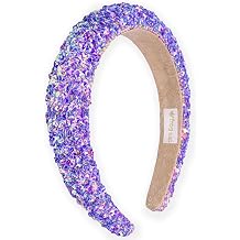 FROG SAC Sequin Headband for Girls, Sparkly Puffy Hair Band for Kids, Padded Toddler Head Bands, Sparkle Girl Hair Accessories Purple, Child